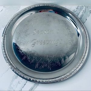 Season's Greetings Round Waiter Tray 12.5"